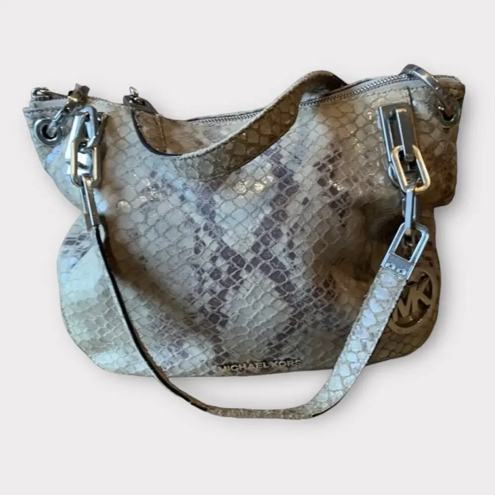 MICHAEL Michael Kors Natural Embossed Python Leather Tote Bag.